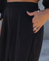Tamra Pocketed Satin Pants - Black