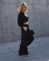 Tamra Pocketed Satin Pants - Black