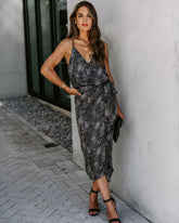 Taurus Snake Print Wrap Midi Skirt