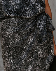 Taurus Snake Print Wrap Midi Skirt