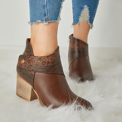 Thick Heel Pointed Western Cowboy Boots