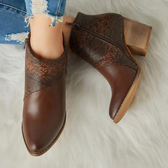 Thick Heel Pointed Western Cowboy Boots