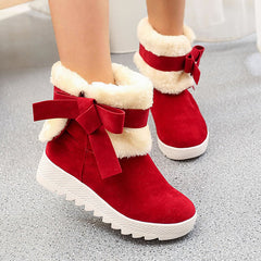 Thick Warm Cotton Butterfly Knot Snow Boots