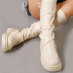 Tie Leg Non-Slip Mid-Calf Boots