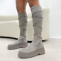 Tie Leg Non-Slip Mid-Calf Boots