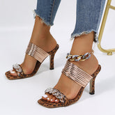 Transparent Buckle Decor High Heeled Slippers