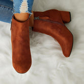 Trend Solid Color Zipper Ankle Boots