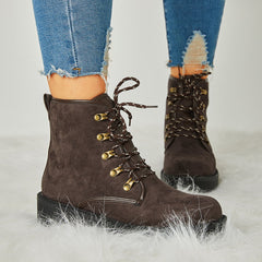 Trendy Suede Lace-Up Snow Boots