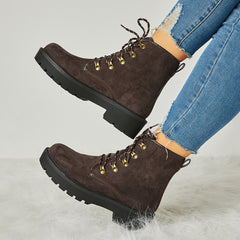 Trendy Suede Lace-Up Snow Boots