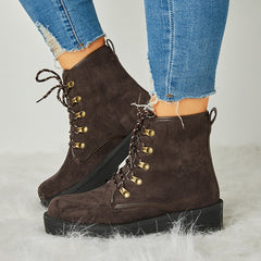 Trendy Suede Lace-Up Snow Boots
