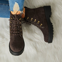 Trendy Suede Lace-Up Snow Boots