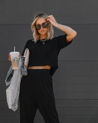 Tristan Knit Short Sleeve Top - Black