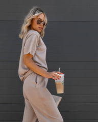 Tristan Knit Short Sleeve Top - Mocha