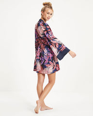 Tropics Satin Printed Kimono Robe