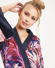 Tropics Satin Printed Kimono Robe