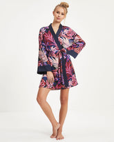 Tropics Satin Printed Kimono Robe