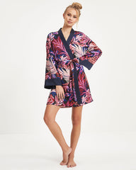 Tropics Satin Printed Kimono Robe