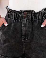 Turner High Rise Vintage Wash Denim Shorts - Faded Black