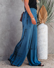 Uma Smocked Tie Dye Pants - Denim Blue