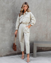 Understated Utility Cotton Pocketed Jumpsuit - Olive