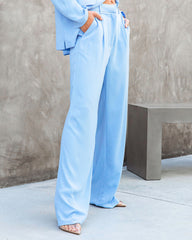 Unedited Pocketed Wide Leg Pant - Light Blue