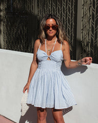 Brooklynn Smocked Pocketed Romper - Light Blue