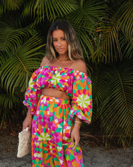 Down In Rio Cotton Printed Tiered Maxi Skirt