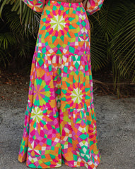 Down In Rio Cotton Printed Tiered Maxi Skirt