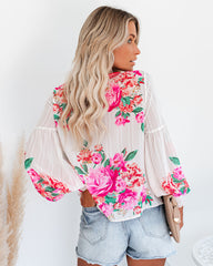 Valencia Rose Printed Blouse - Pink Multi