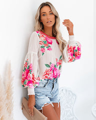 Valencia Rose Printed Blouse - Pink Multi