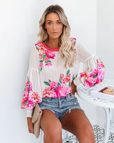 Valencia Rose Printed Blouse - Pink Multi