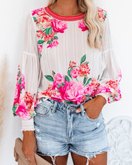 Valencia Rose Printed Blouse - Pink Multi