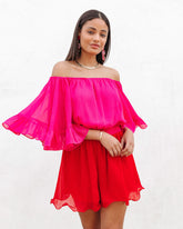 Valentina Colorblock Off The Shoulder Romper