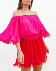Valentina Colorblock Off The Shoulder Romper