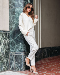 Vanessa High Waisted Pocketed Pants - Ivory