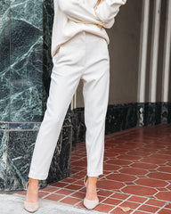 Vanessa High Waisted Pocketed Pants - Ivory