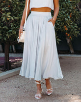 Veronica Pocketed Woven Midi Skirt - Blue