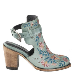 Vintage Floral Embroidery Round Toe Ankle Bootie