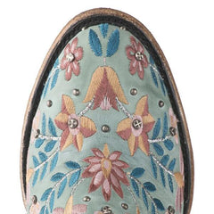 Vintage Floral Embroidery Round Toe Ankle Bootie