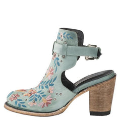 Vintage Floral Embroidery Round Toe Ankle Bootie