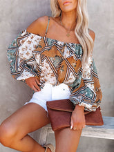 Vintage Print Off-shoulder Suspender Top