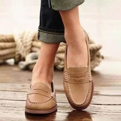 Vintage Slip On Loafers Low Heel Pu Leather Loafers