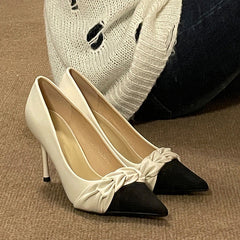 Vintage Stitching Point Toe Stilettos High Heels