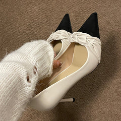 Vintage Stitching Point Toe Stilettos High Heels