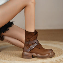 Vintage Western Belt Buckle Ankle Booties