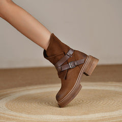 Vintage Western Belt Buckle Ankle Booties
