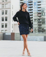 Viva La Vida Sequin Velvet Mini Skirt - Midnight Blue