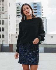 Viva La Vida Sequin Velvet Mini Skirt - Midnight Blue