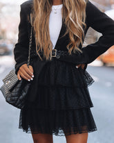 Voila Tulle Polka Dot Mini Skirt - Black