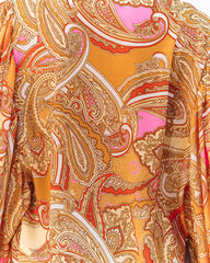 Vrinda Printed Button Down Blouse - Orange Multi